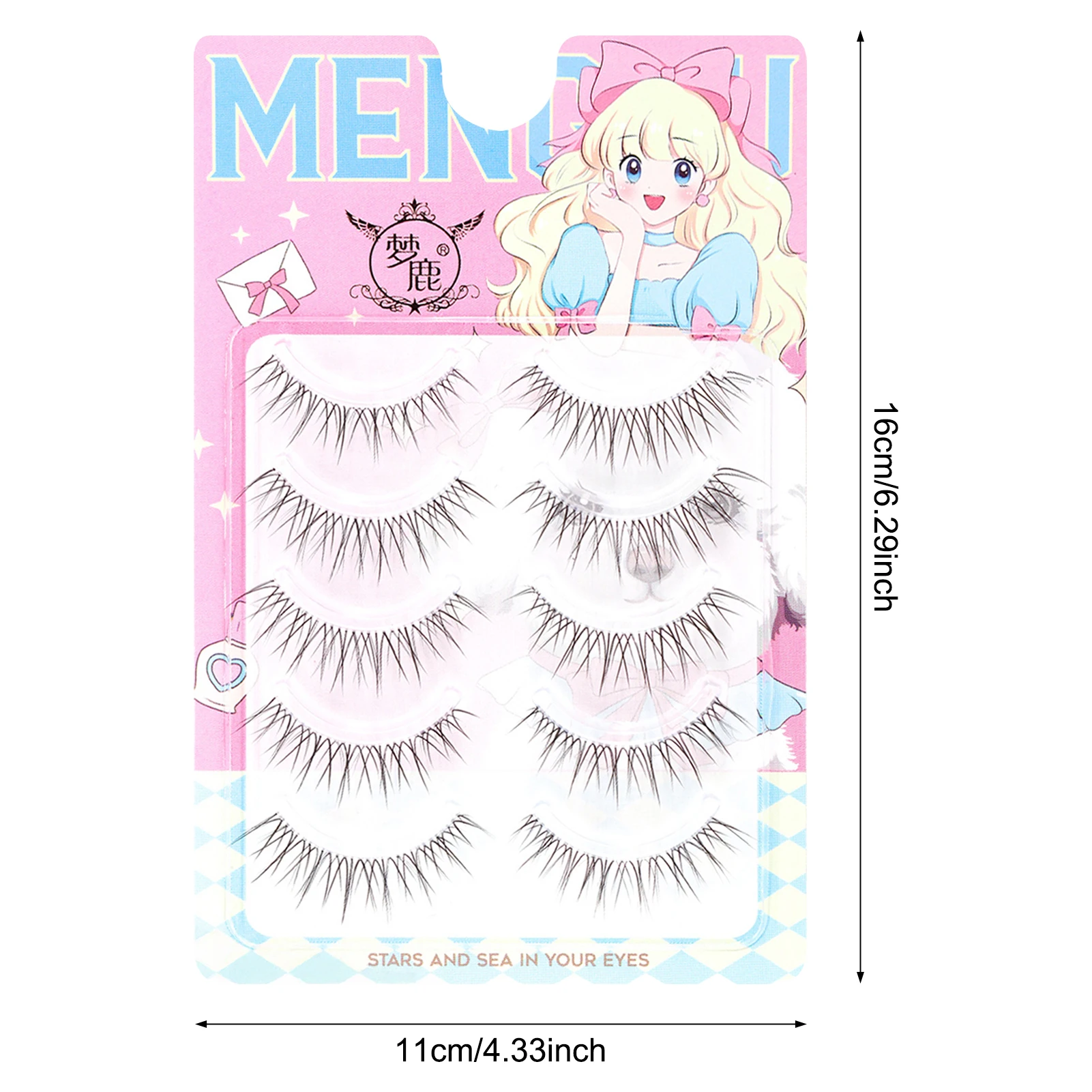 5 pares de cílios postiços finos de tira completa boneca olho natural asiático cílios postiços para trabalho aniversários festas e viagens namoro