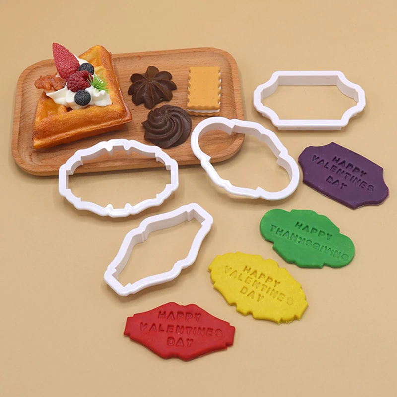 Vintage Plaque Frame Cookie Cutter Set Plastic Biscuit Mould Cake Decorating Tools Cookie Mold