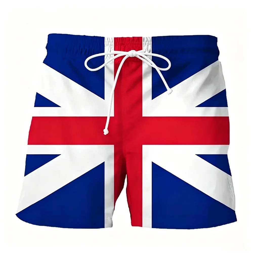 3D National Flag Printed Men's and Women's Quick Dry Beach Board Shorts Summer Cool Drawstring with Pockets Hawaii Style