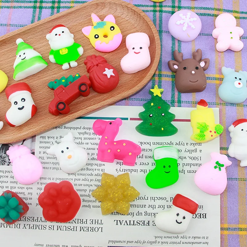 10/30/50Pcs Christmas Squishy Toys Kawaii Soft Stress Reliever Fidget Toys Party Favors, Goodie Bag, Christmas Gifts Kids Adult