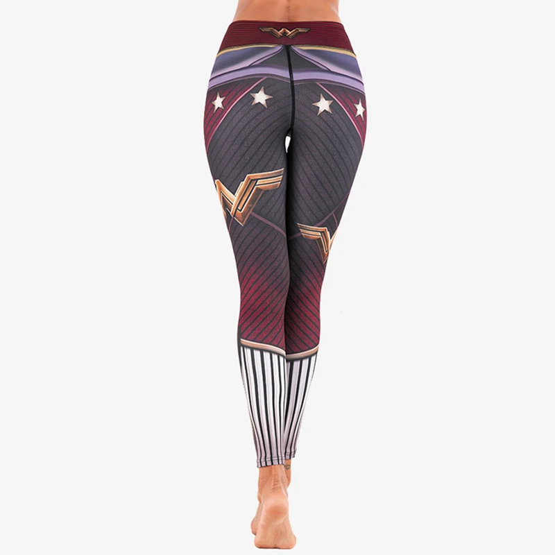 Sport Leggings Women Superhero Printed Yoga Pant Elastic High Waist Running Trousers Quick Dry Gym Fitness Tights Leggins Female