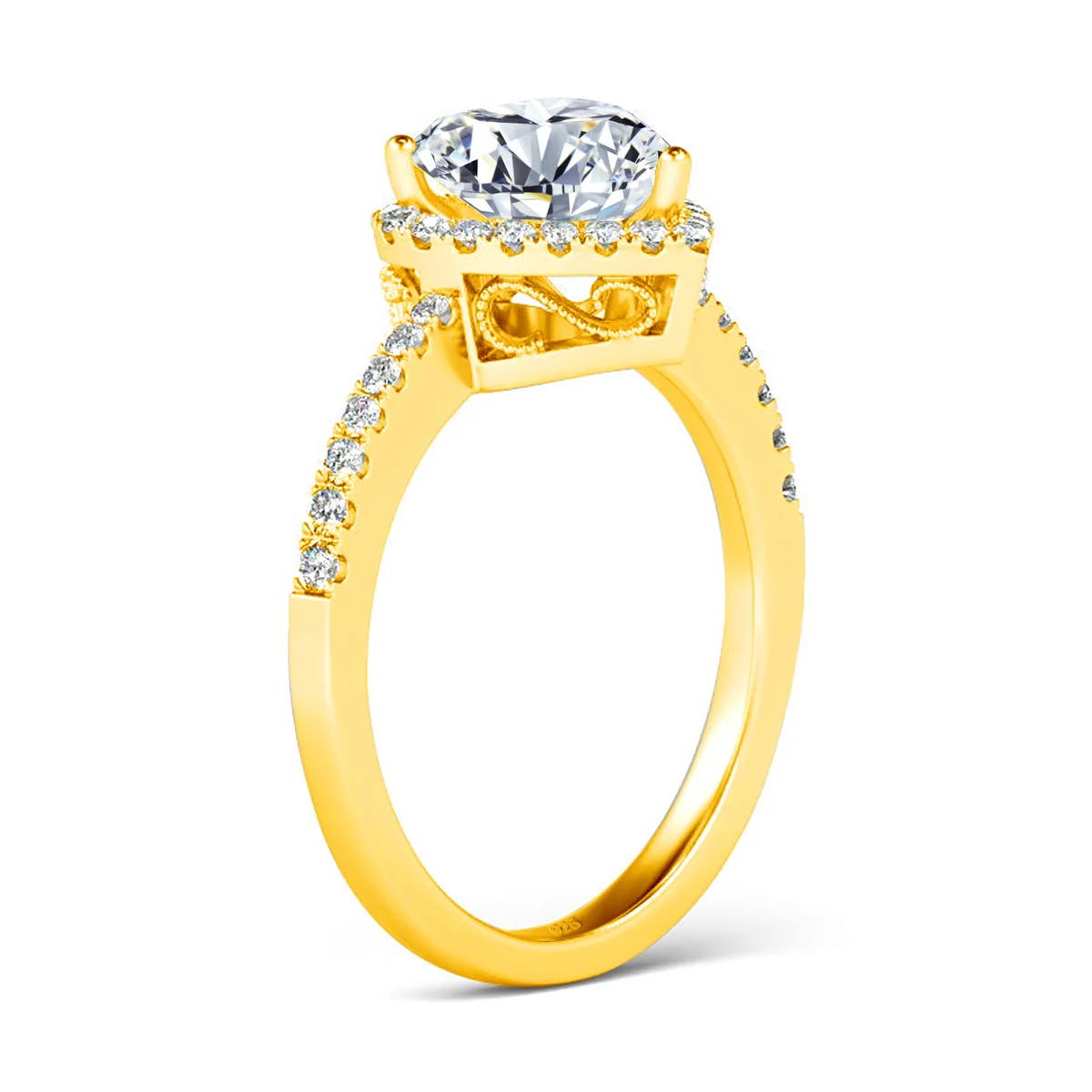 Certificated 2ct Heart Mosanite Rings For Women Luxury 925 Silver Sweet Jewelry Pass Diamond Test Famous Brand Gift