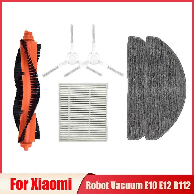 Accessories For Xiaomi Robot Vacuum E10 E12 B112 Sweeper Cleaner Spare Parts Roller Side Brush Mop Cloth Rags Hepa Filter