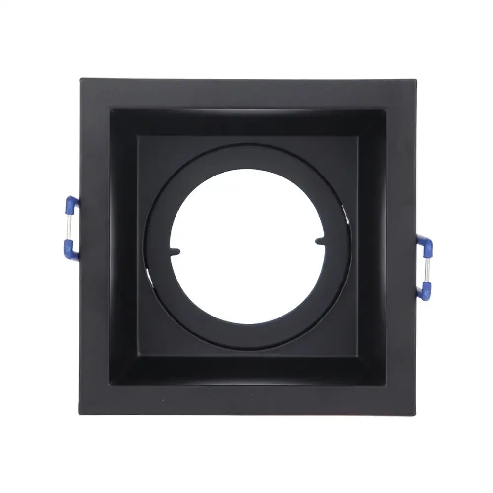 Anti Glare Black Square Design GU10 MR16 Bulbs Zinc Alloy Recessed Front Knob Downlight Frame Spot Light Fixture Holder Fittings