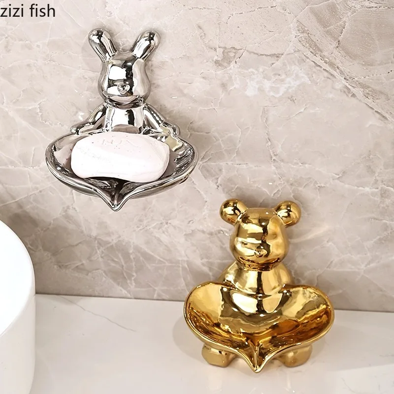 Bathroom Shelf Soap Box Wall-mounted Drain Rack Soap Dish Bathroom Products Shelving Soap Holder Desktop Organizer Storage Tray