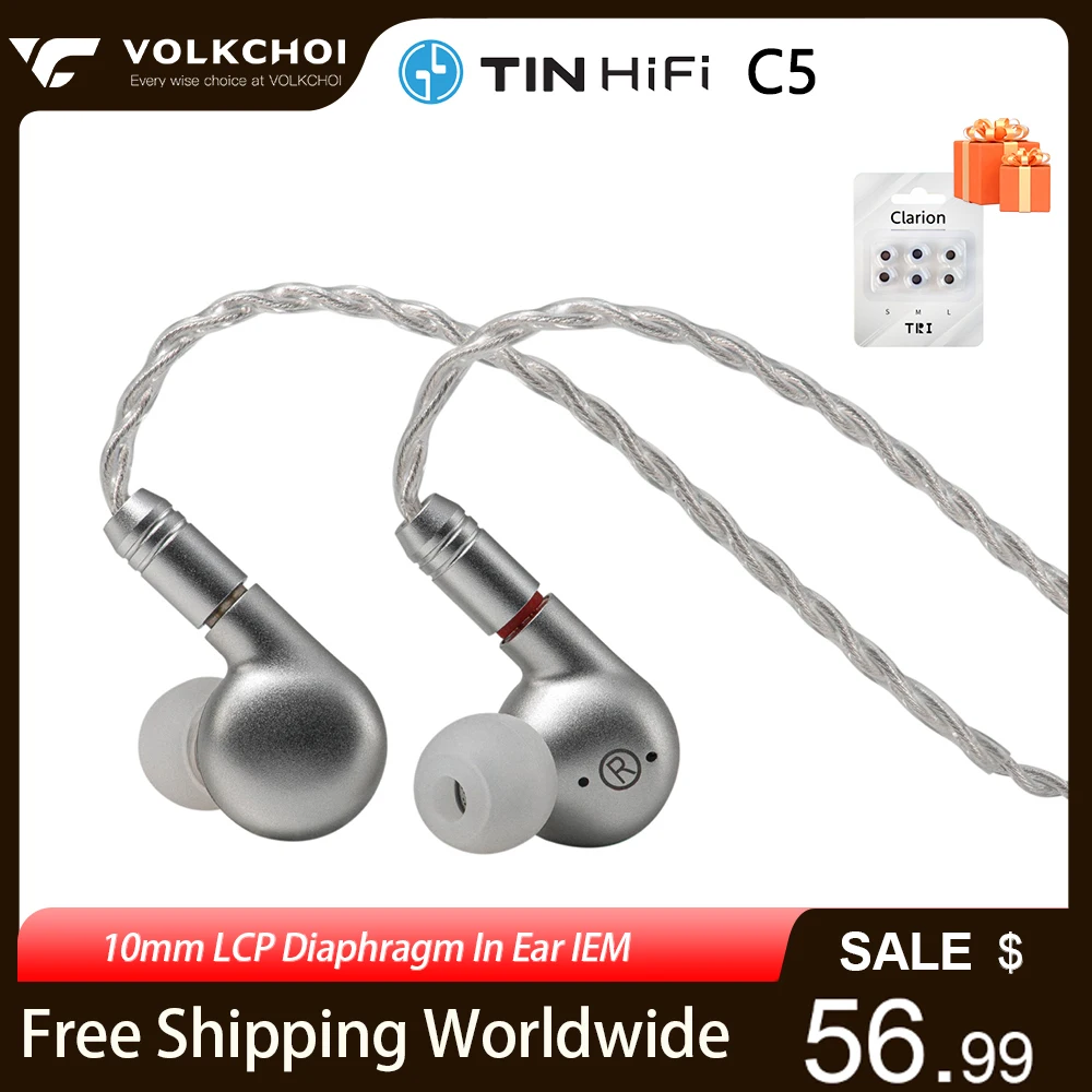 

TINHIFI C5 HiFi Earphone Customized Balanced Armature Driver Earbuds 0.78mm 2Pin CNC Aluminum Material In-ear Earphone