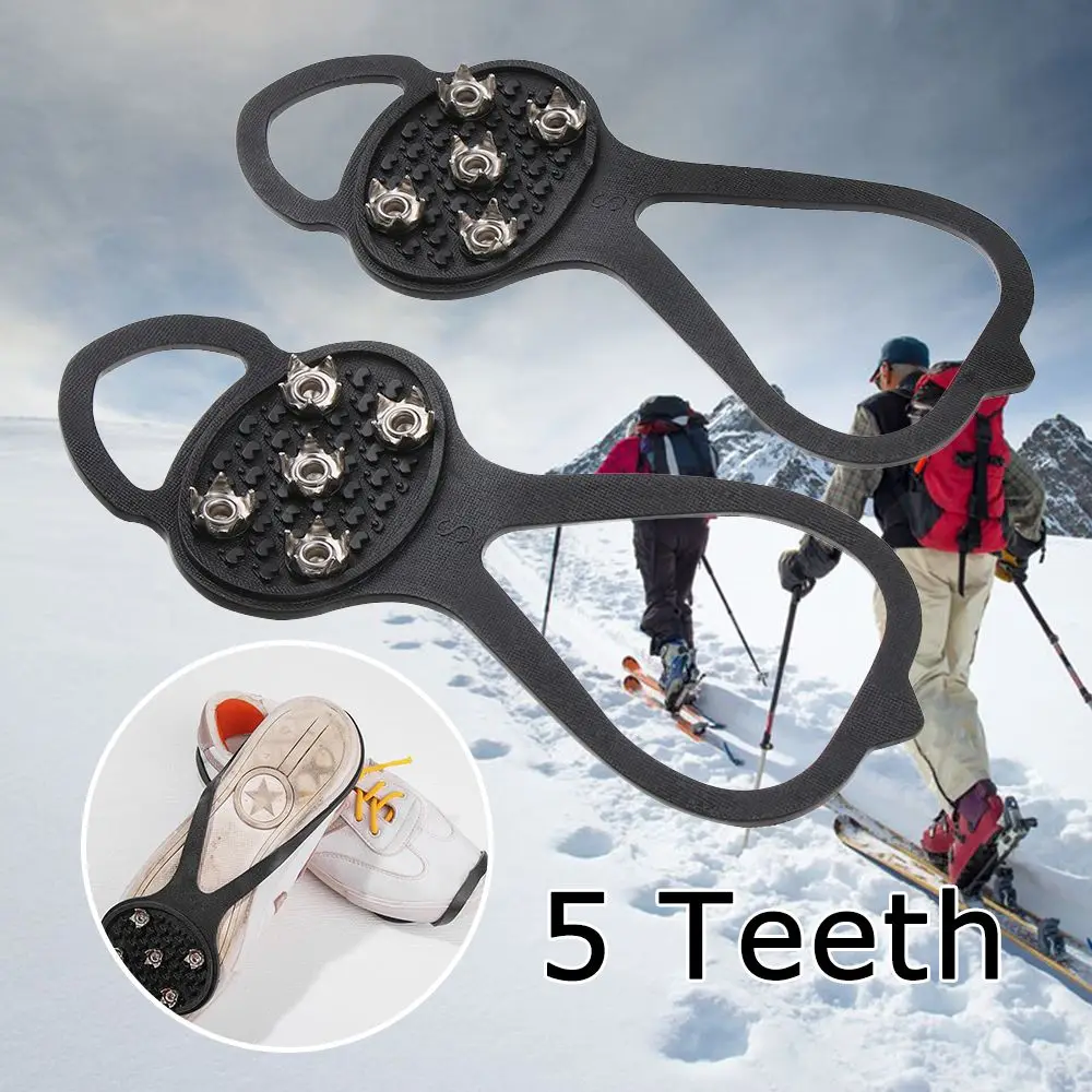 

1 Pair For Ice Walking Outdoor Sports 5/6 Teeth Universal Climbing Crampon Ice Gripper Snow Ice Claw Cleats Shoes Cover