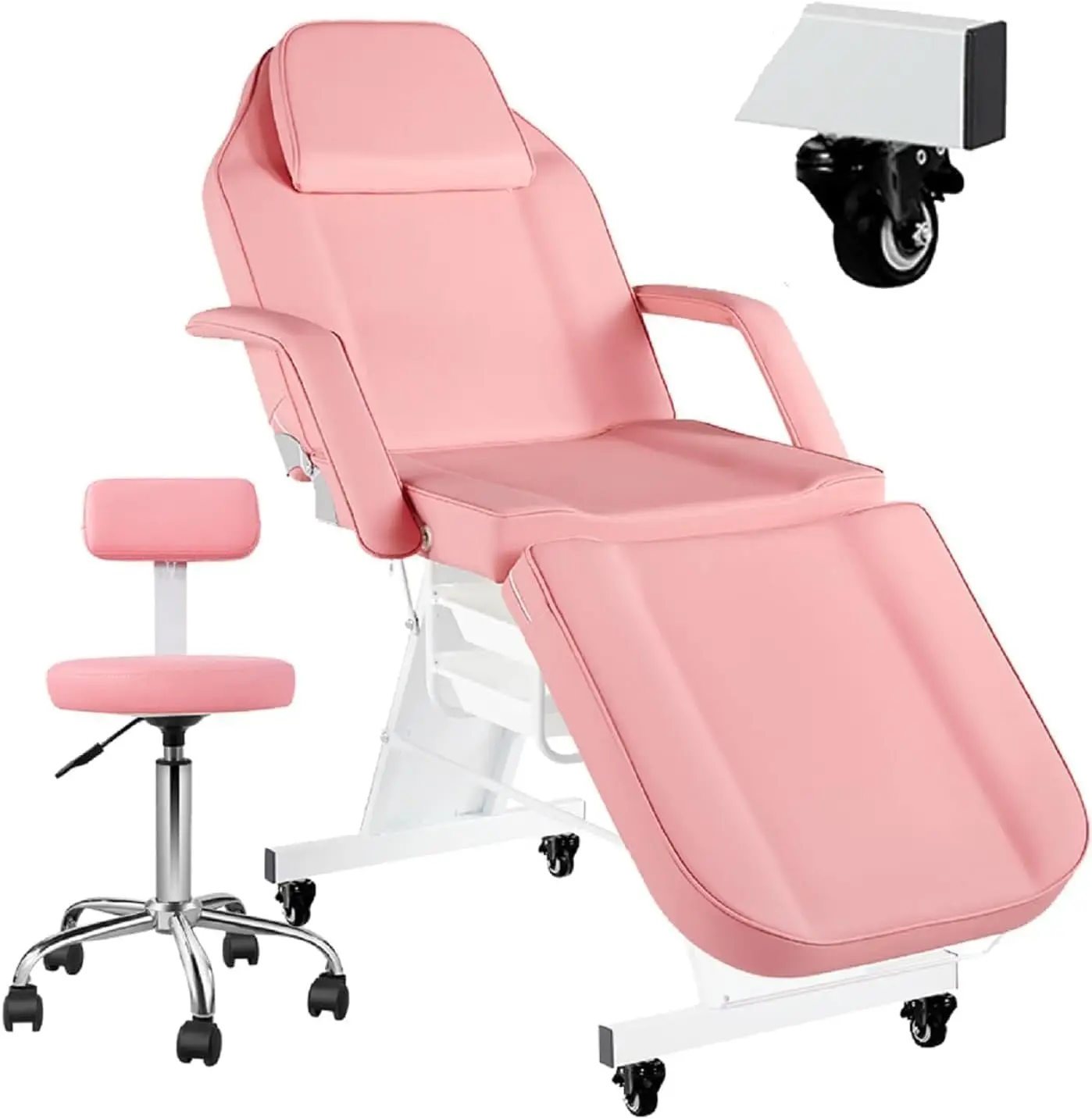 Chair for Client Facial Chair with Wheels 73inch Adjustable Tattoo Bed for Artist Spa Table with Stool Facial Bed for Massage Be