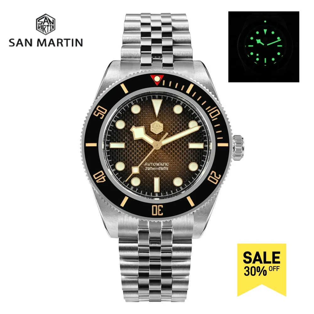 

San Martin 3D Waffle Dial New 40mm Dive Watch NH35 Men's Watches Automatic Mechanical Sapphire Waterproof 200m Luminous SN0128