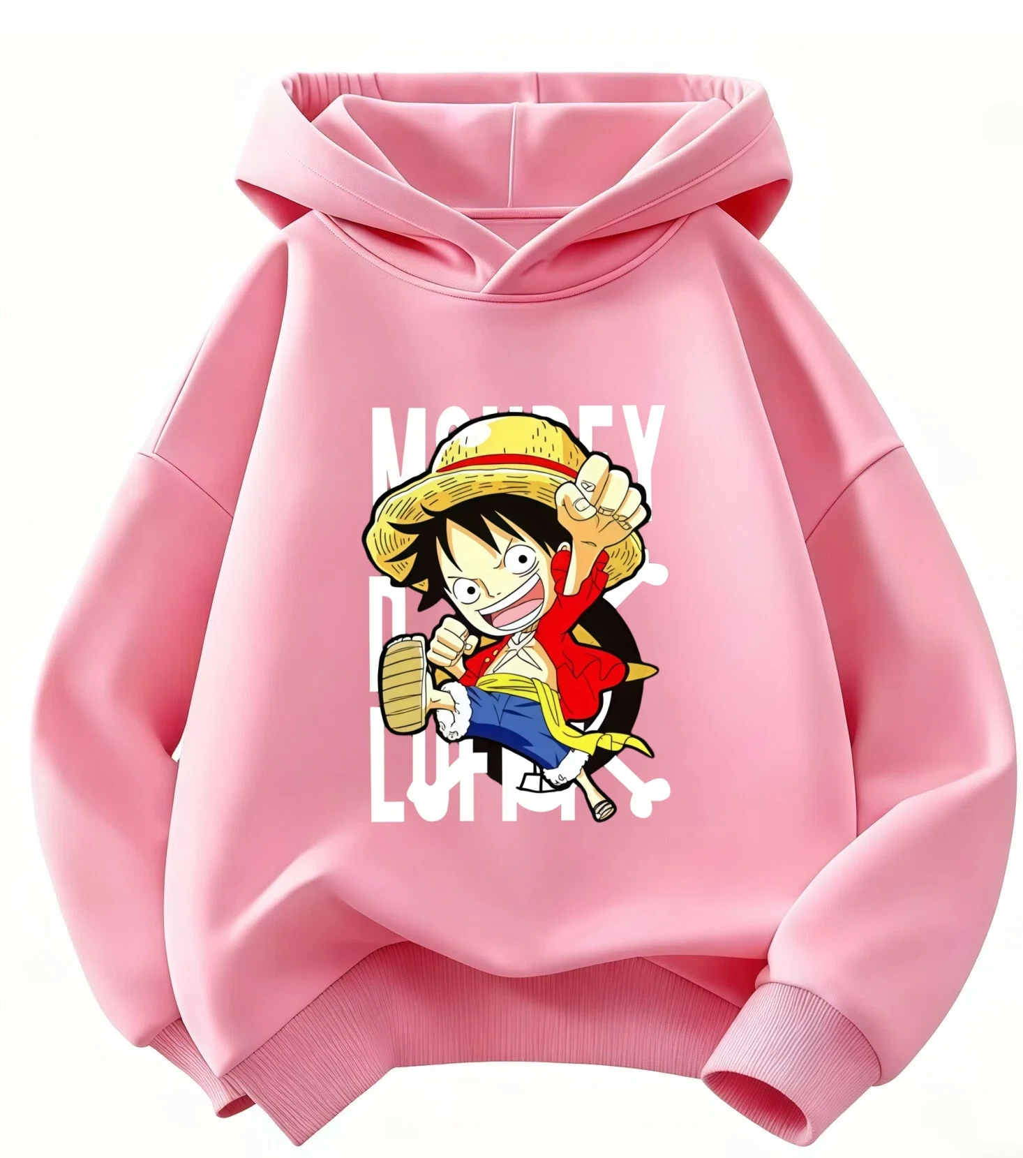 One Piece Monkey D Luffy Chibi Cartoon Print Hoodie Kinder Jungen Mädchen Pullover Kapuzenpullover Anime Kinder Streetwear Oberteile – Detail 6