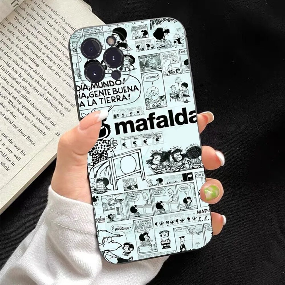 Mafalda Phone Case For iPhone 15 14 11 12 13 Mini Pro XS Max Cover 6 7 8 Plus X XR SE 2020 Funda Shell