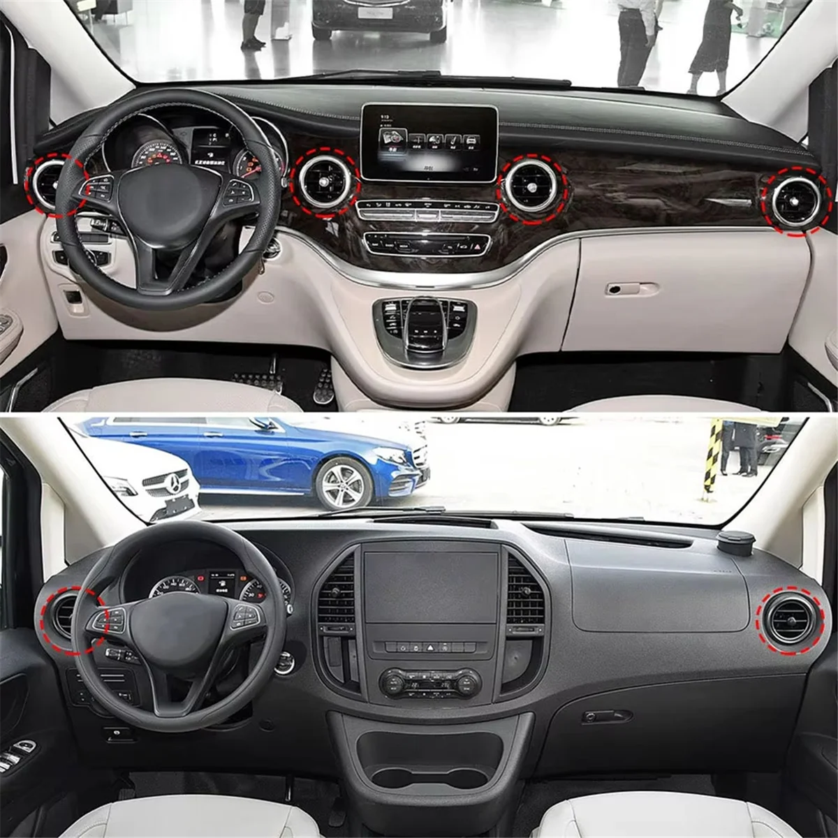 1 ชิ้น AC Vent Grille เครื่องปรับอากาศชัตเตอร์สําหรับ Mercedes Benz W447 W448 Vito V Class V260 2016-2019 4478301401   เงิน—L49A