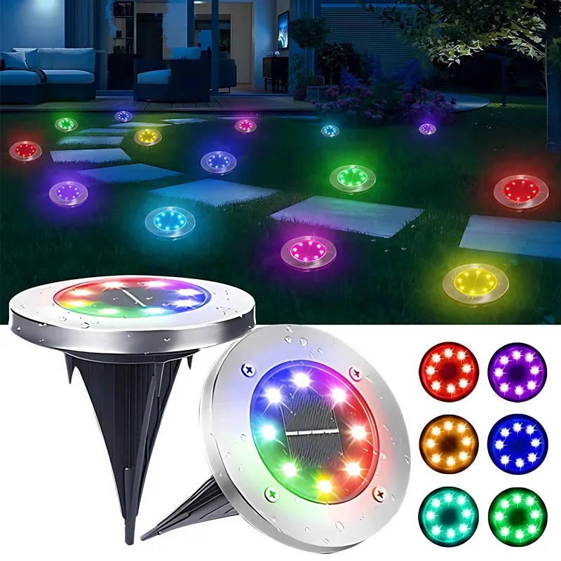 

4 шт. многоцветные солнечные наземные фонари, пейзажное освещение, солнечные фонари на открытом воздухе, водонепроницаемые для газона, двора, терасы, патио, дорожки