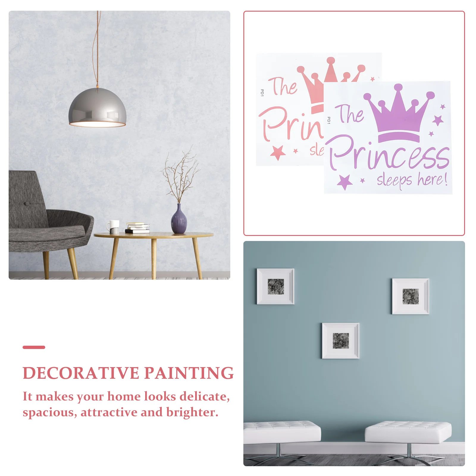 

2Pcs Crown Wall Stickers Creative Kids Room Decal Removable Adhesive Decor for Nursery Bedroom Indoor Wall Adornment