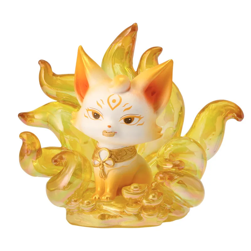 2026 جديد شانهاي الثعلب حافة المد اللعب صندوق أعمى الإنترنت المشاهير دمية سطح المكتب زخرفة تسعة الذيل الثعلب الراتنج زخرفة #6