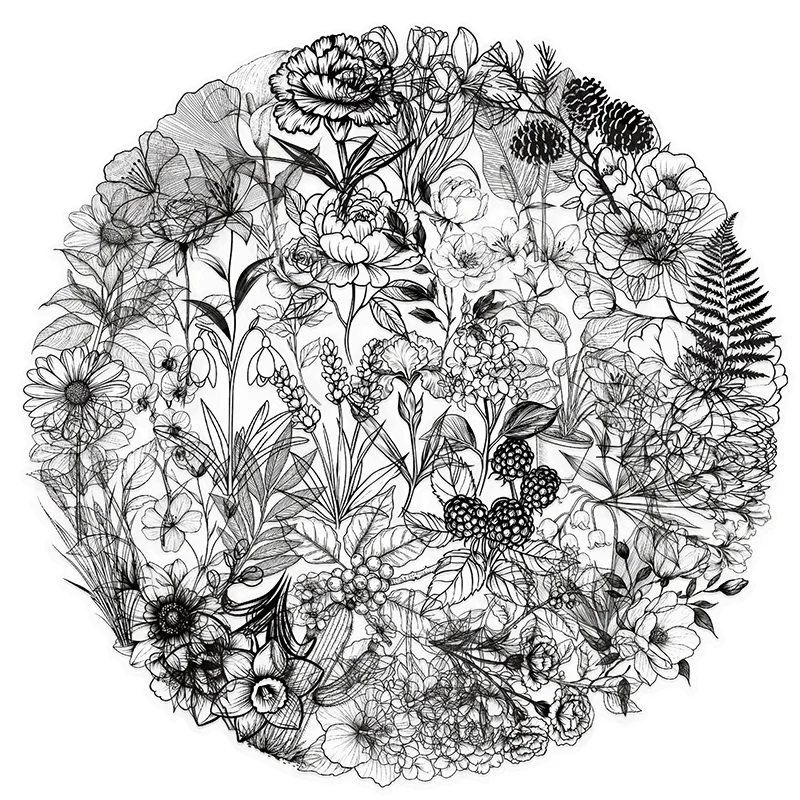 50 قطعة شفافة أسود أبيض خمر زهرة النبات ملصقات الشارات الإبداعية DIY بها بنفسك محمول سكرابوكينغ الديكور ملصقات الحيوانات الأليفة