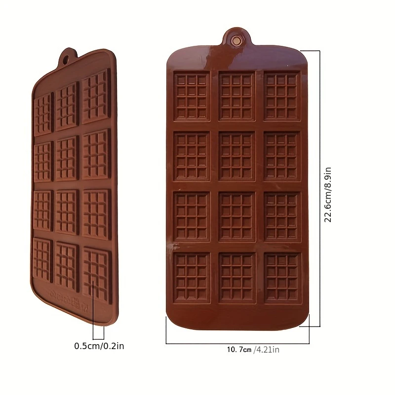 2 pieces of 12 chocolate molds, silicone molds, soft candy waffle molds, DIY candy stick molds, cake decorators
