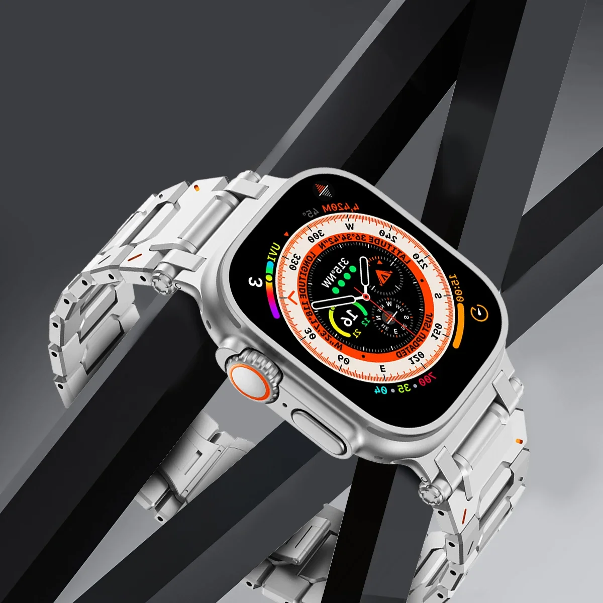 Luxury Titanium Color Strap for Apple Watch Ultra 2 Band 49mm 46mm 45mm 44 42mm Metal Stainless Steel Bracelet Iwatch 10 9 8 7 6