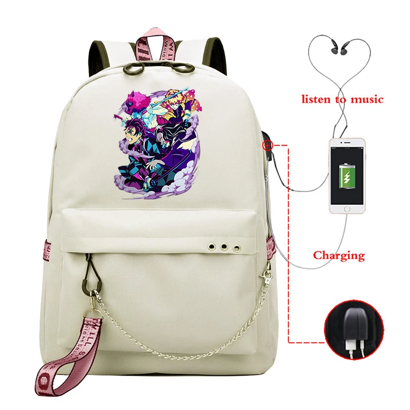 Demon Slayer Anime borse da viaggio borse College zaini multifunzione femminili sport ragazzi Street Style Bag Demon Slayer School Bags