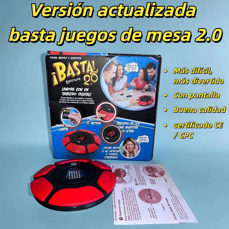 Upgrated Enough Board Games, Basta 2.0,Enough in Spanish, Social Games for Children, Party Games for Adults, Table Games, Family