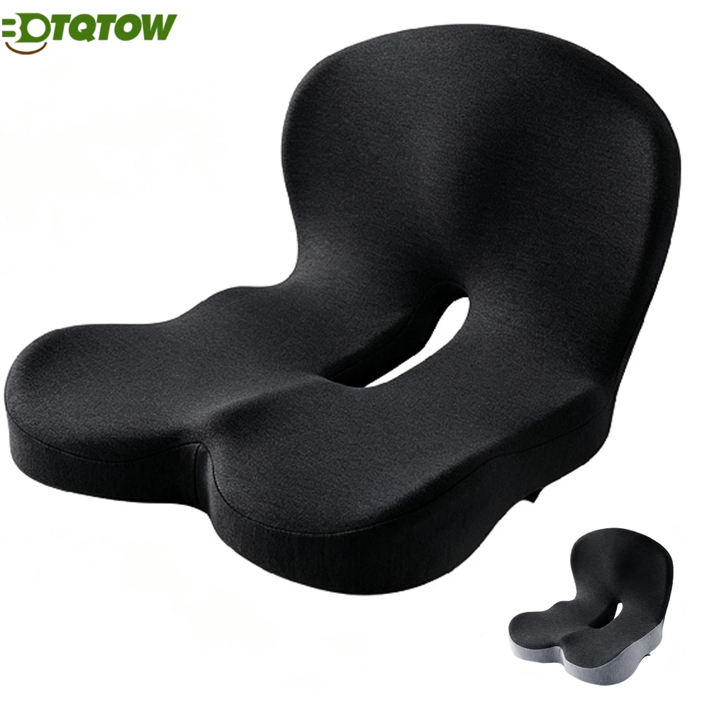 1PCS Ergonomic Memory Foam Seat Cushion with Back Support 2-in-1 Cutout Chair Pad for Office Car Gaming Chair Lumbar Support