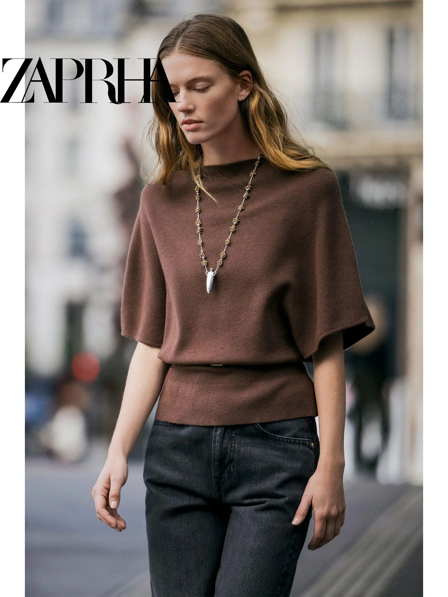 Lente 2026 Amerikaanse Sle ort Sve gebreide trui damesontwerp gelaagde decoratieve top met riem casual losse pasvorm vleermuismouw...