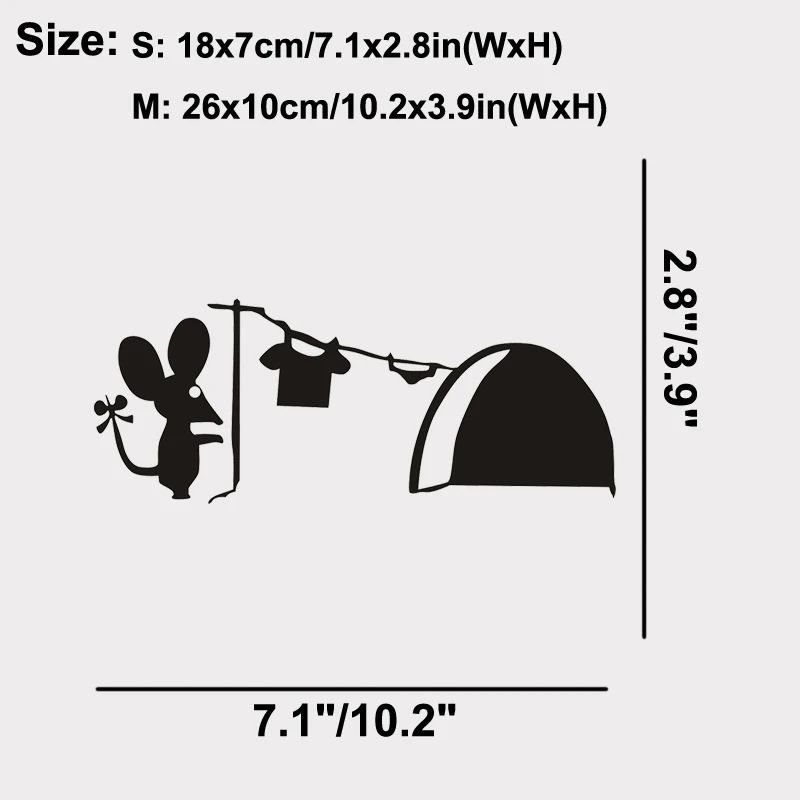 JJRUI Hot Sale Cute Mouse Hole Wall Art Sticker Washing Vinyl MICE Home Skirting Board Funny PVC Home Kids Room Wall Stickers