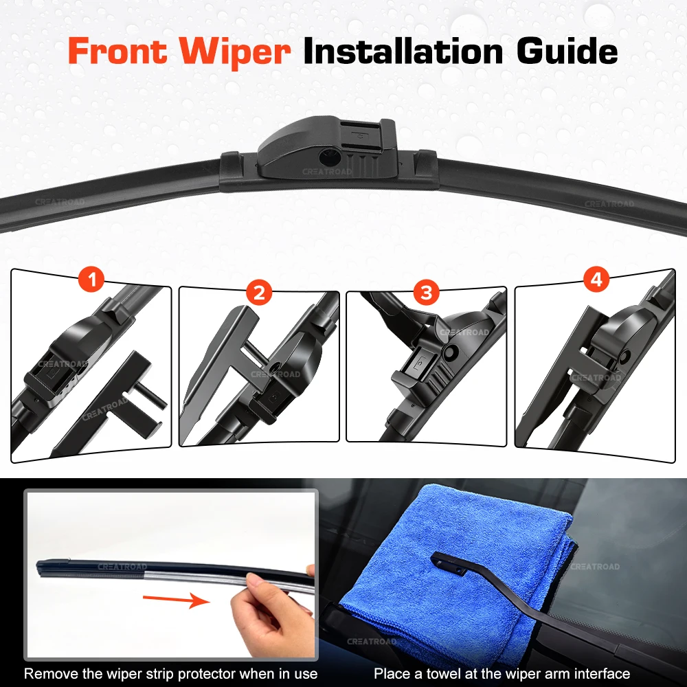 

Silicone Wiper Blades Fit For Citroen C5 MK1 2004-2007 Coated Silent HD Wear-Resistant Car Windshield Wipers 26"+19"