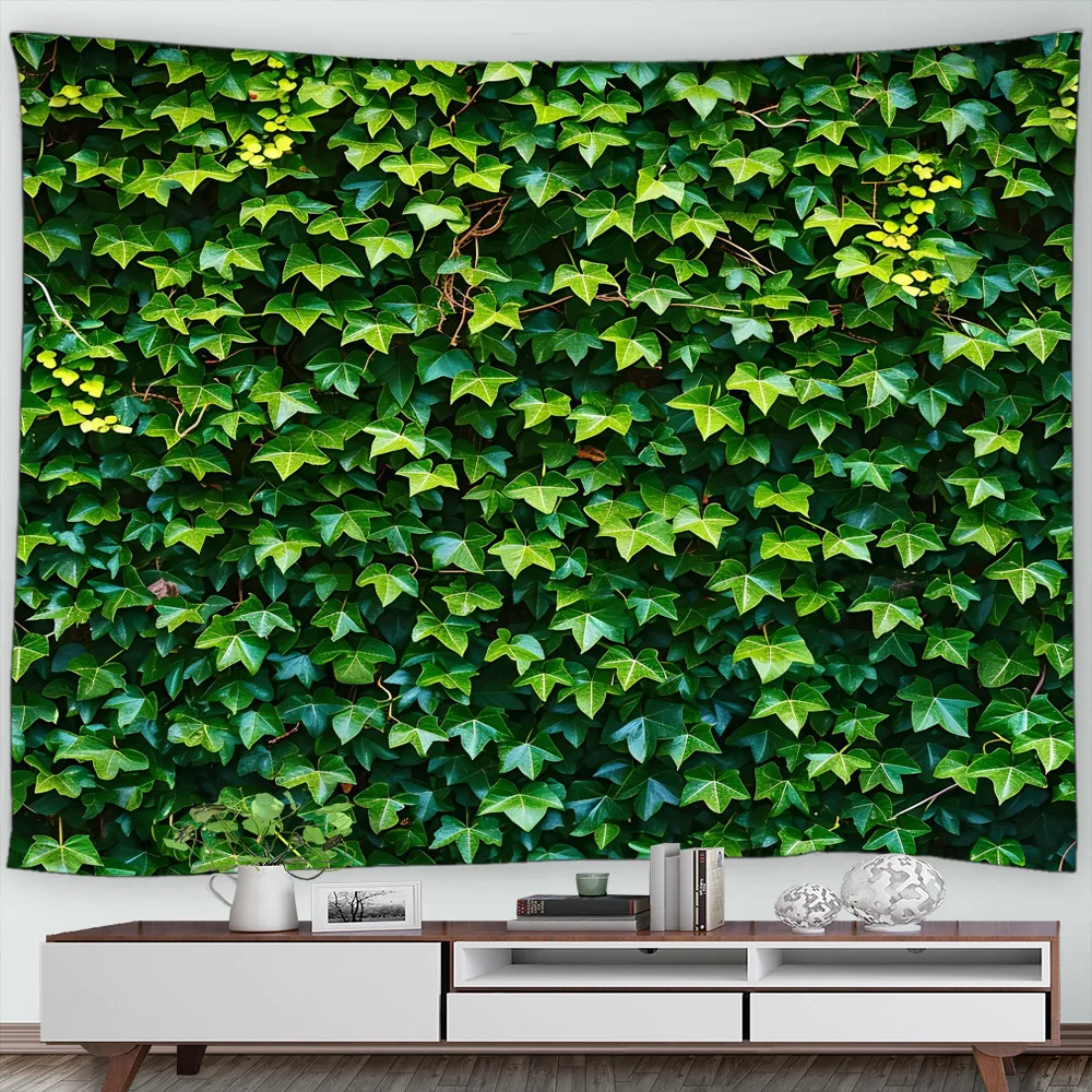 Green Vine Leaf Tapestry Tropical Leaves Monstera Palm  Mushroom Nature Bedroom Living Room Wall Hanging Home Decor Tapestry