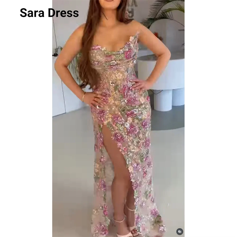 

Sara Custom Flower Side Slit Off-shoulder Fishtail Luxurious Evening Dress 2026 Woman Elegant Dresses for Woman Party Wedding