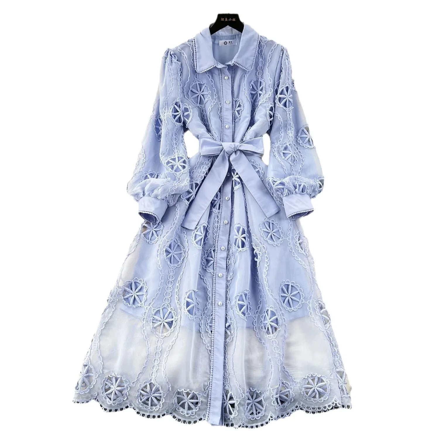 Robe trapèze à manches bouffantes évidées pour femmes, robe de soirée Maxi, robe éducative, col rabattu, blanc, mince, sexy, élégante, Y2K