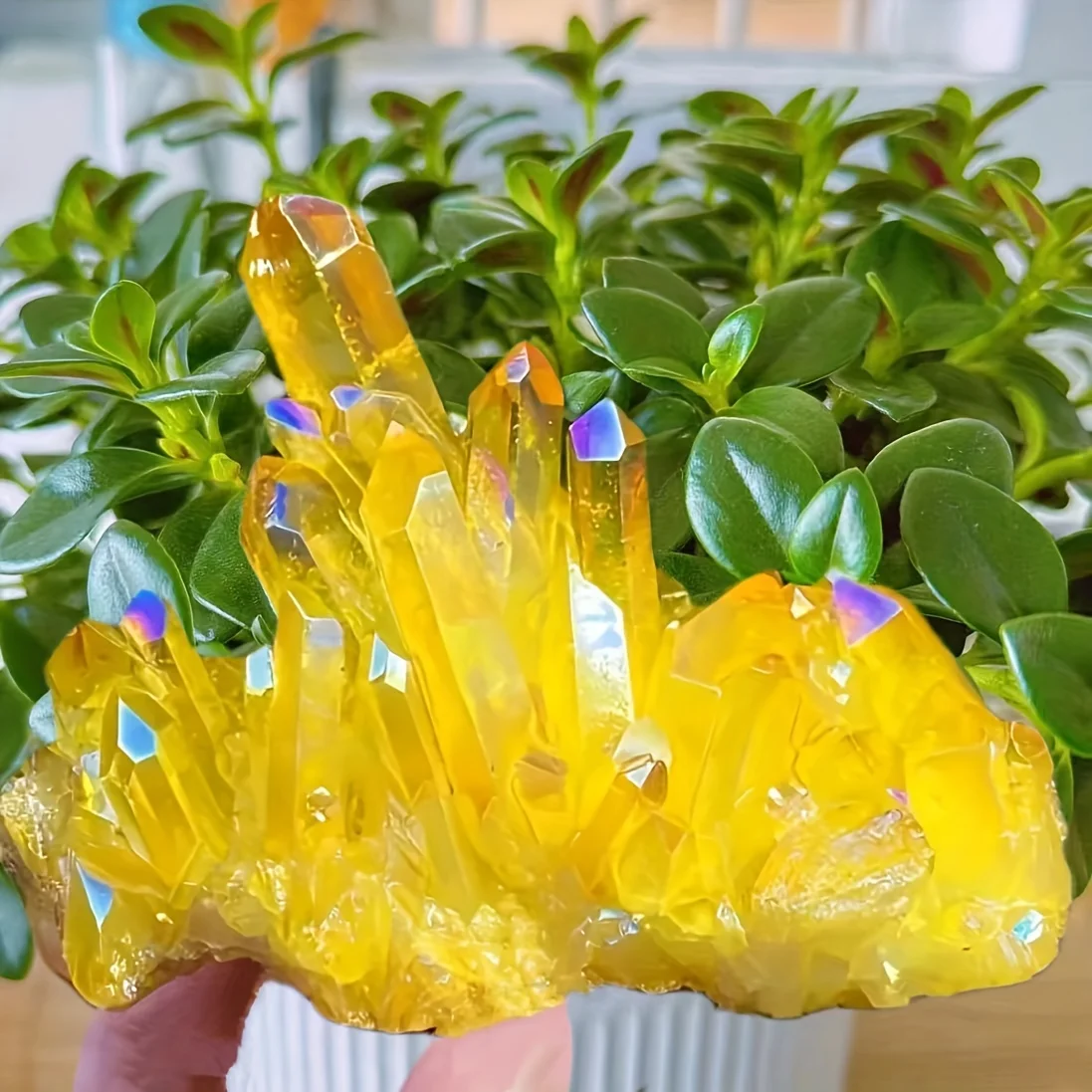 Piedra en bruto de racimo, espécimen de Mineral amarillo, decoración de cuarzo para oficina y hogar, regalos de vacaciones, regalos creativos