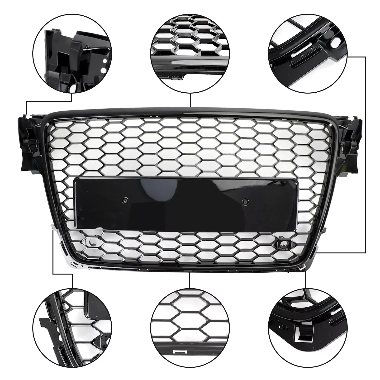 Car Front Mesh Bumper Grille Honeycomb Radiator Hood Mesh Racing Grills For Audi A4 B8 2009-2012 Grille 8K0853651 (No Sign)