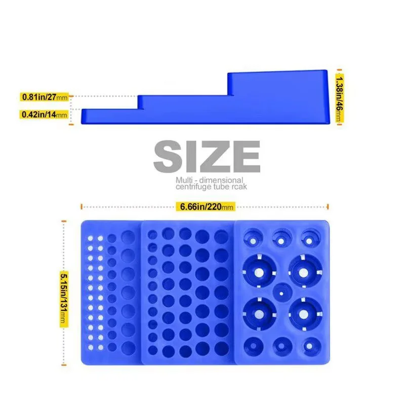 2Pcs Multifunctional Centrifuge Tube Rack 0.2ml/0.5ml/1.5ml/2ml/5ml/10ml/15ml/50Ml Stepped Test Tube Laboratory Supplies,1Piece