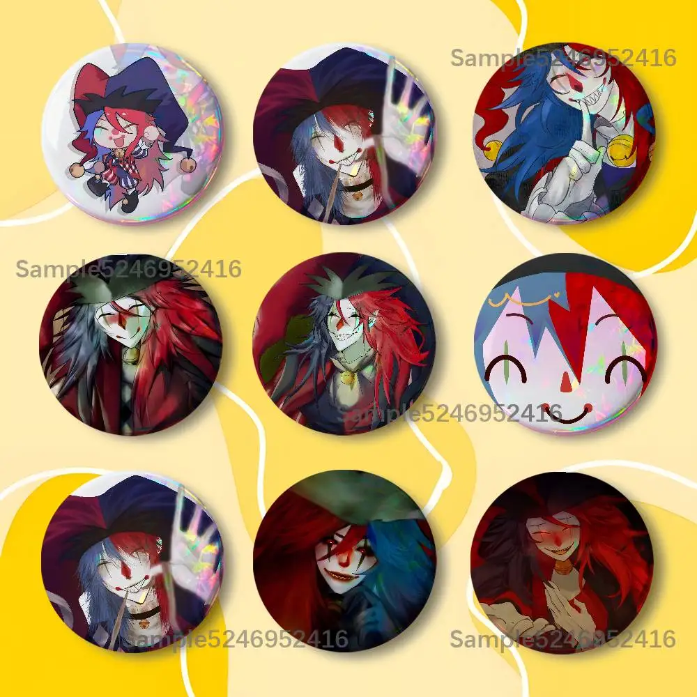 

T-Trapped With Jester Game 25/32/44/58/75mm Round Creative Tinplate Figure Icon Badge Handmade Brooches for Backpack Decoration