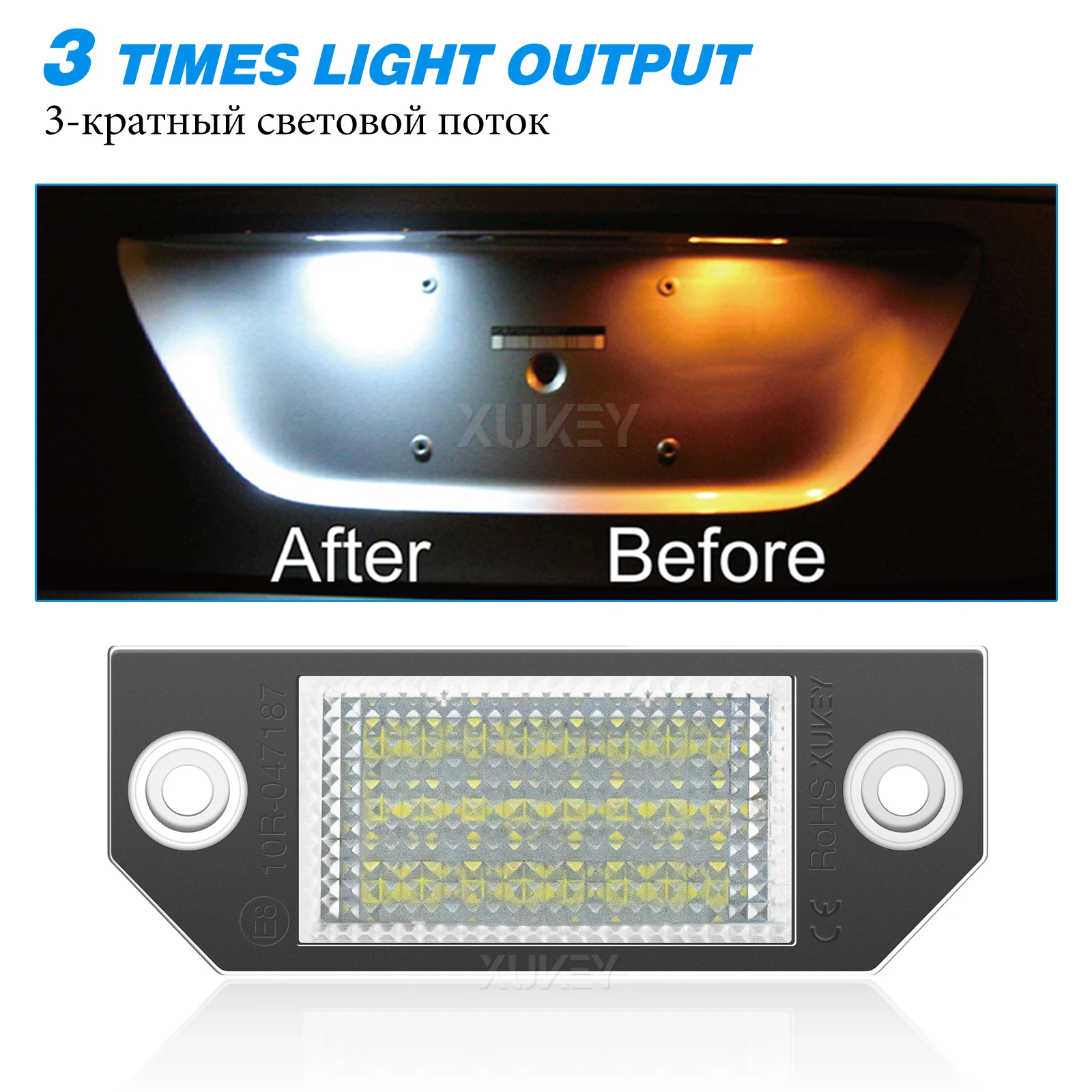 2Pcs/Pair LED Number License Plate Light Lamps Lighting Upgrade For Ford Focus 2 ST 225 C Max 2003 2004 2005 2006 2007