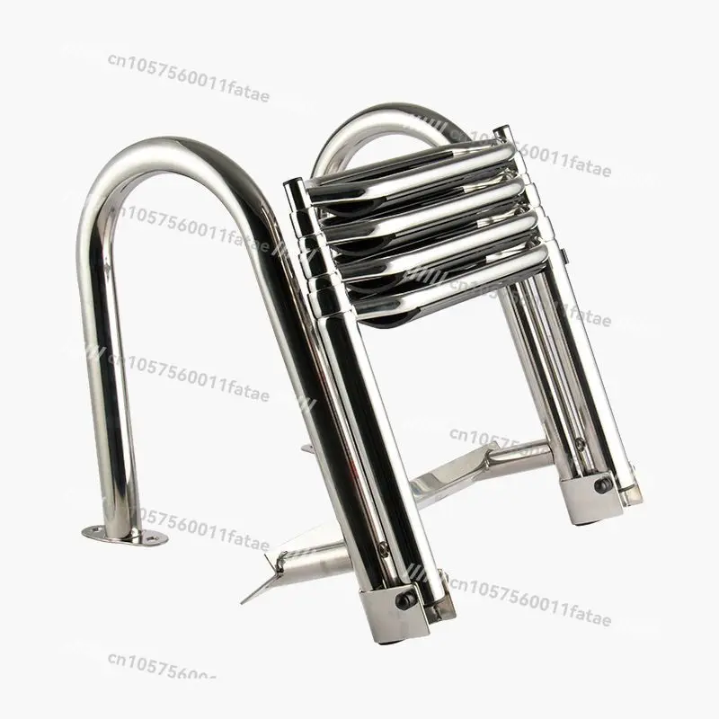 

Boat 304 Stainless Steel Marine Escalator Speedboat Ladder 4 Ladders with Handrails Launch Marine Folding