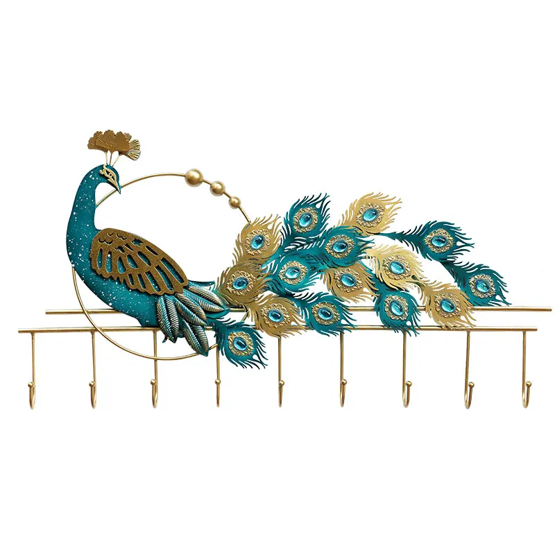 

Light luxury three-dimensional peacock clothes hook wall hanging entrance bedroom hanger creativity