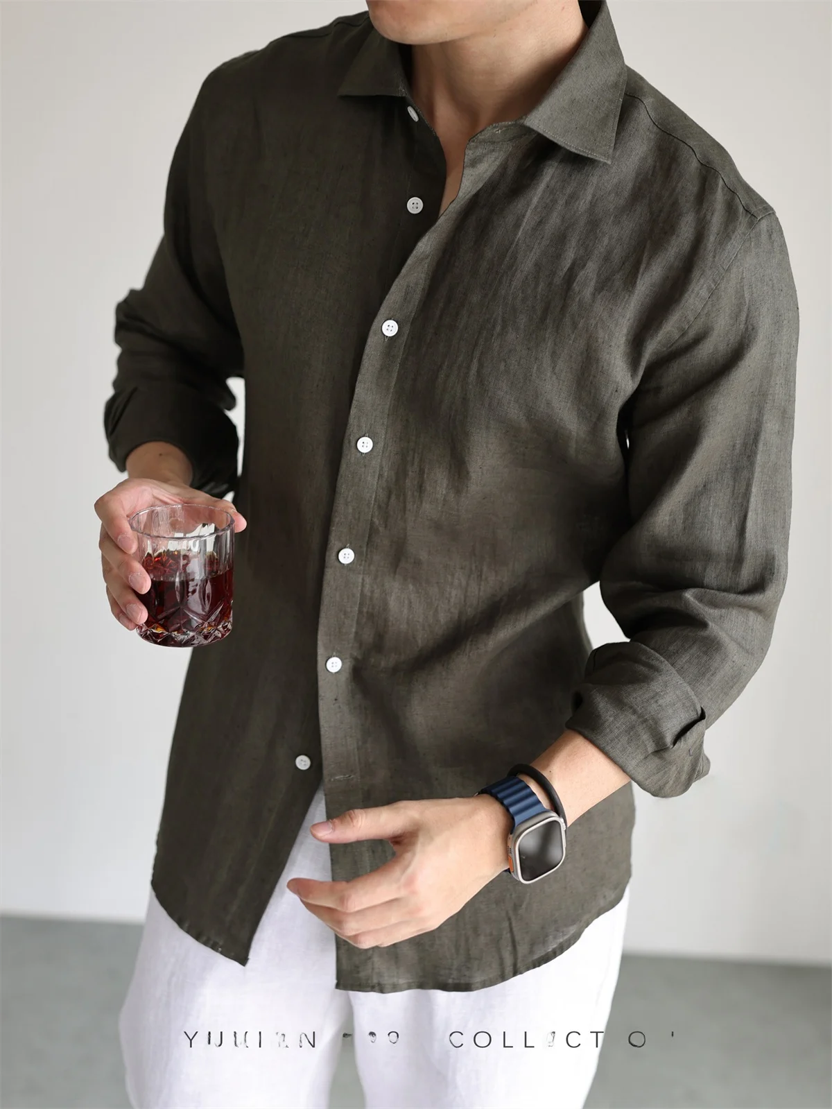 Linseed 100% Long Sleeve Casual Shirt Men's Summer Fashion Urban Breathable Moisture Absorbent Regular Fit Commute Business