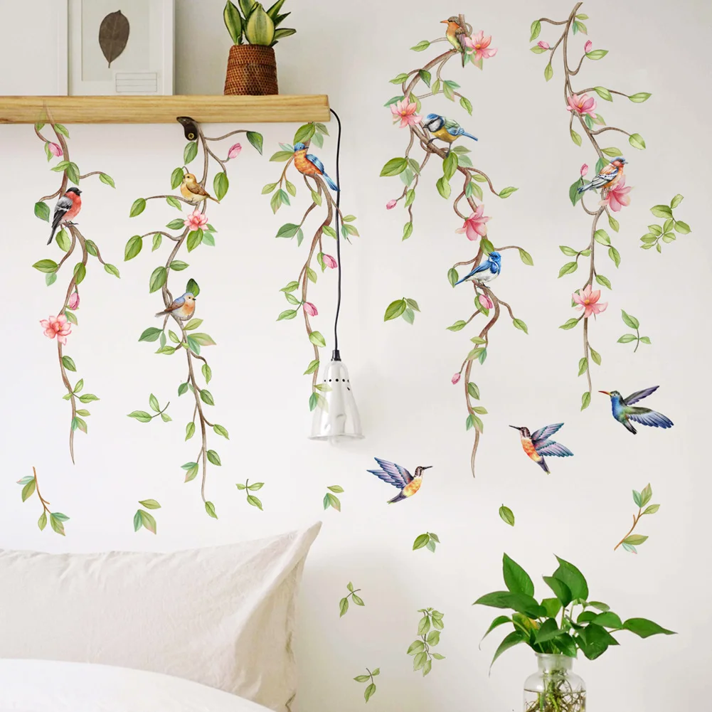 

Branches Flowers Birds Wall Sticker Living Room Background Decor Decals Bedroom Decoration Self-adhesive Home Beautify Wallpaper