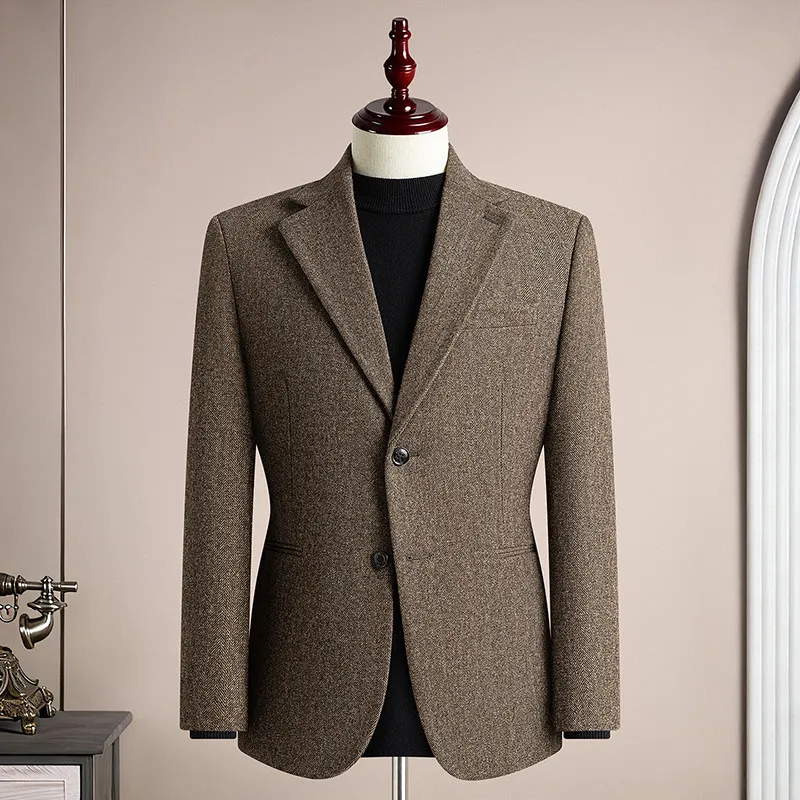 

Autumn Winter Vintage 50% Wool Blazer Hombre High Quality Business Casual Formal Wear Warm Blazers Jackets Men Clothing 2026 4XL