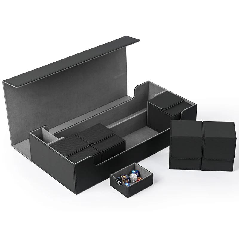 

Card Storage Box TCG Deck Case with 5 Decks Card Box, holds up to 1200+ Single Sleeved Cards for TCG Trading Cards