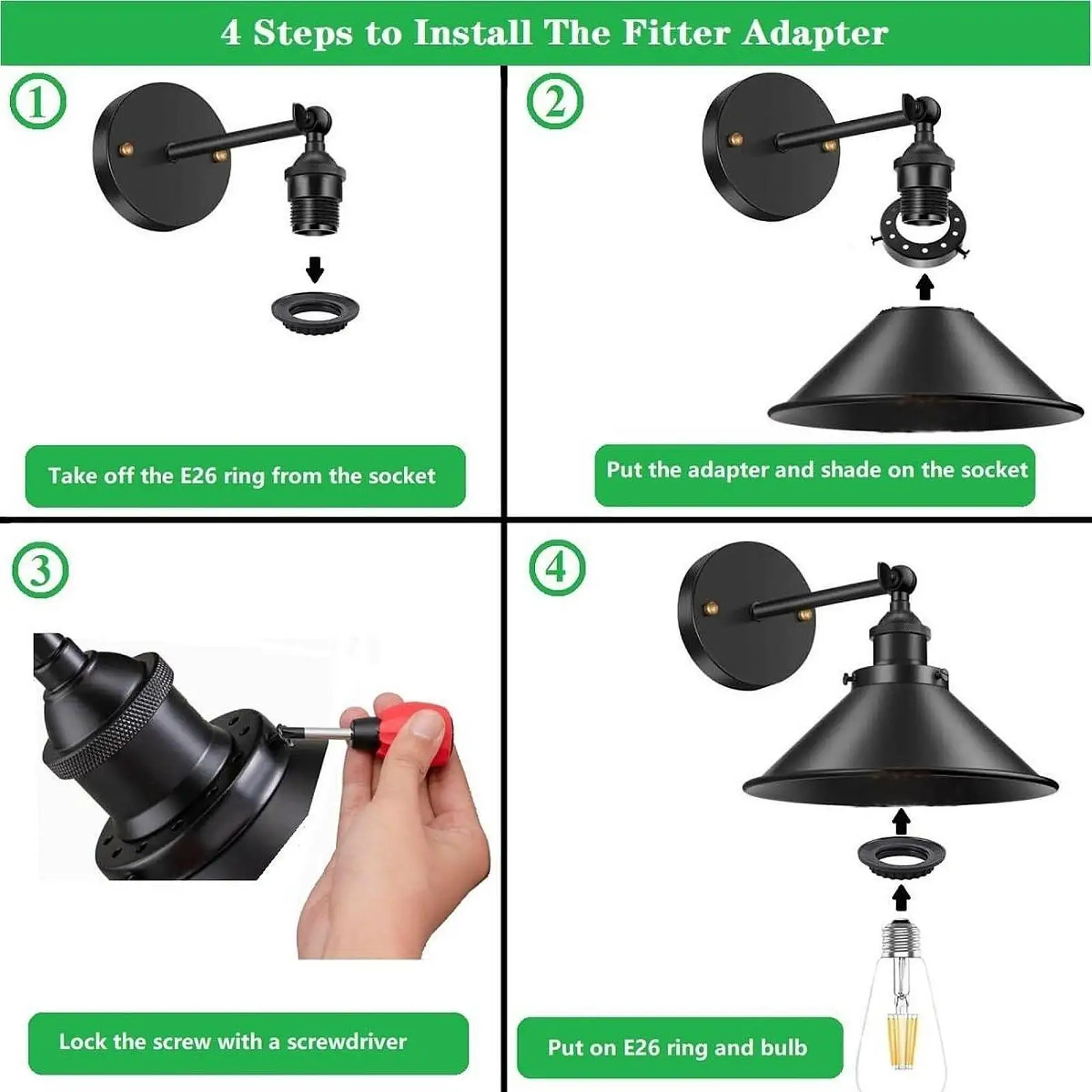 Lampshade Holder Replace Industrial Retro Design for Bedrooms DIY Wall Light