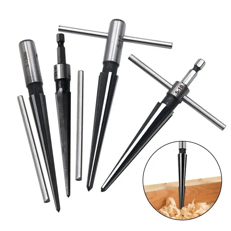 

Straight Shank Taper Reamer, High-Speed Steel Hex Tapered Hand Reamer for Metal Woodworking Hole Enlargement