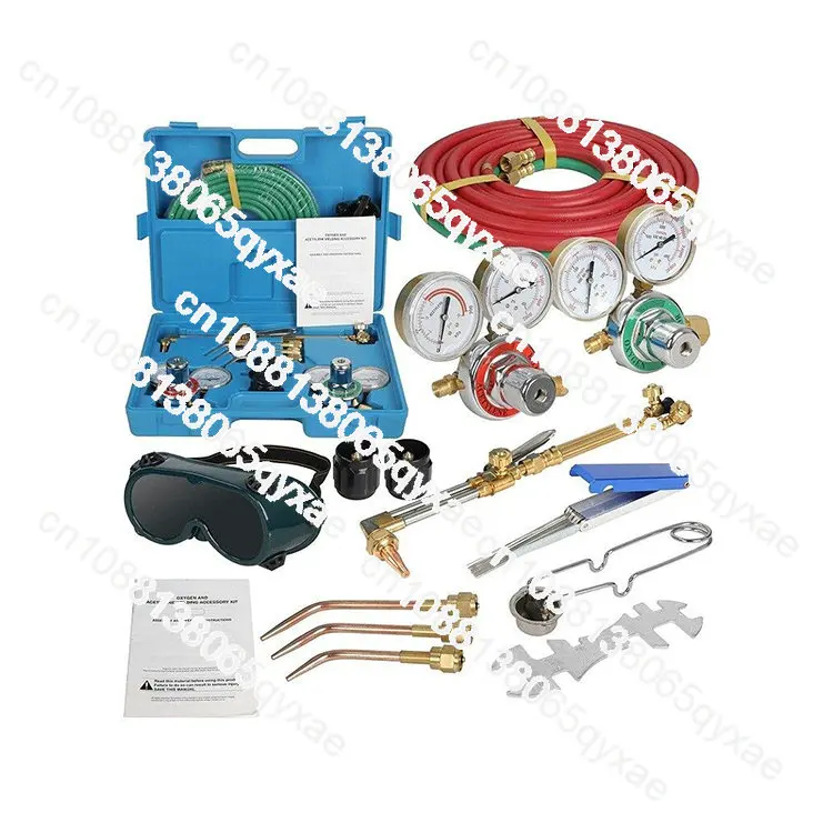 O x y g e n & Acetylene Gas Cutting Torch and Welding Kit with Two Hose,Regulator Gauges,Storage Case