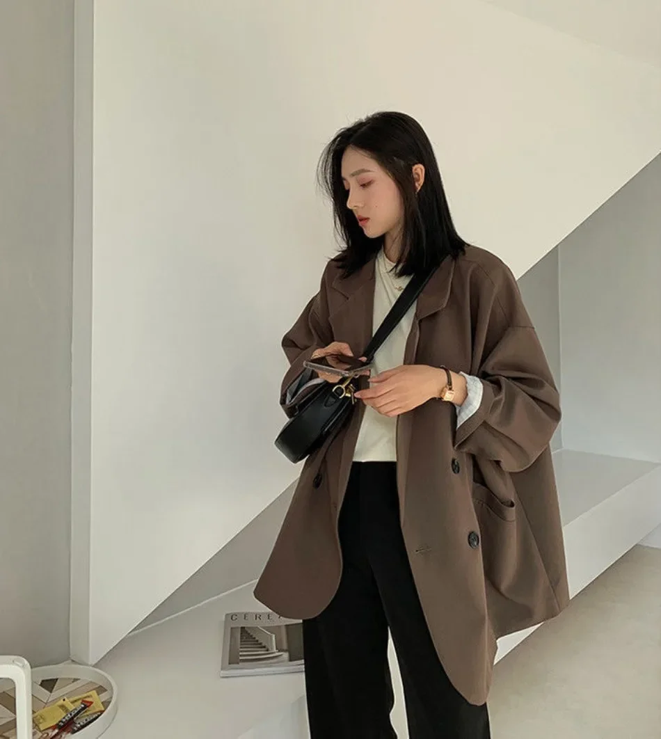 Neue Frühling-Herbst-Damen-Blazer, lockere Passform, koreanische Mode, Vintage-Blazer, Anzugjacke, elegante Damenmäntel, Streetwear, Damenbekleidung – Detail 4