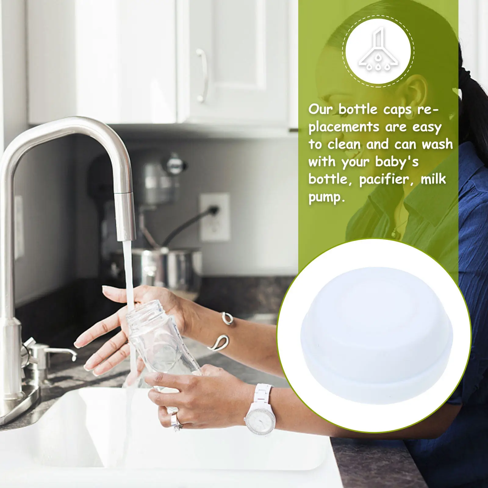 

8Pcs Breast Milk Bottle Caps Replacement Wide Mouth Baby Bottle Lids Leak Proof Storage Tops with Date Marker for Fresh Milk