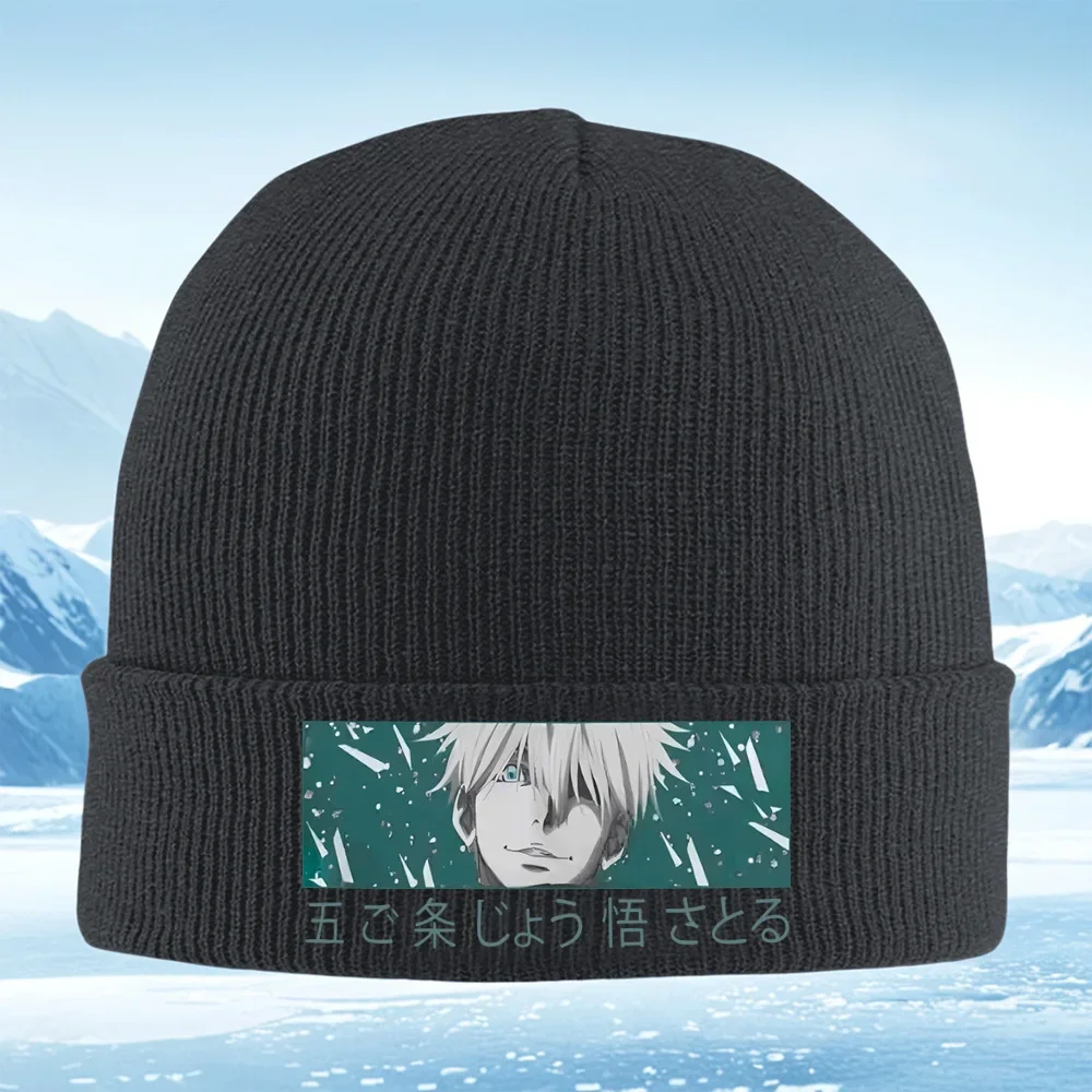 2026 Anime character art face background Men Women Unisex Knitted Hat Beanie Pullover Cap Winter Thermal Warm Christmas Outdoor