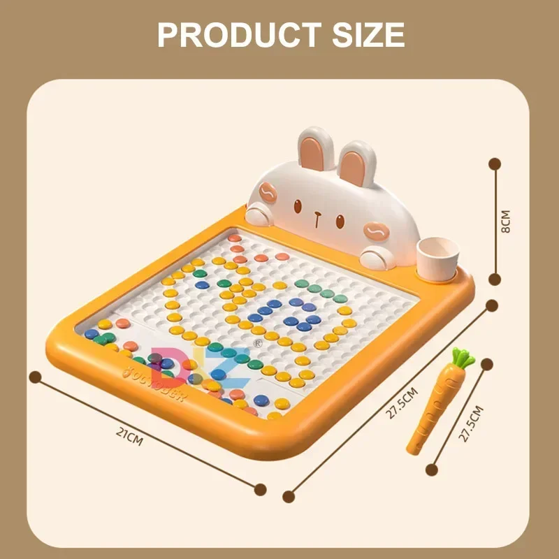 Rabbit Magnetic Drawing Board Carrot Magnet Pen Kids Reusable Drawing Toys Baby Beads Painting Doodle Sketch Pad Children Gift