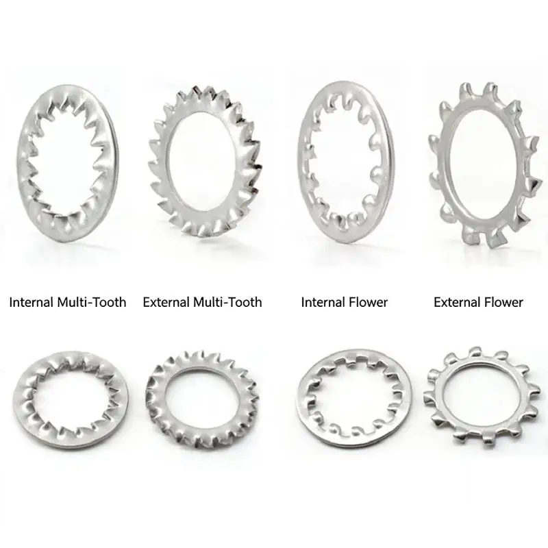 100Pcs M3 M4 M5 M6 M8 M10 M12 M14 M16 Galvanized Carbon Steel Internal Toothed Inner Serrated Lock Washer Shakeproof Gaskets
